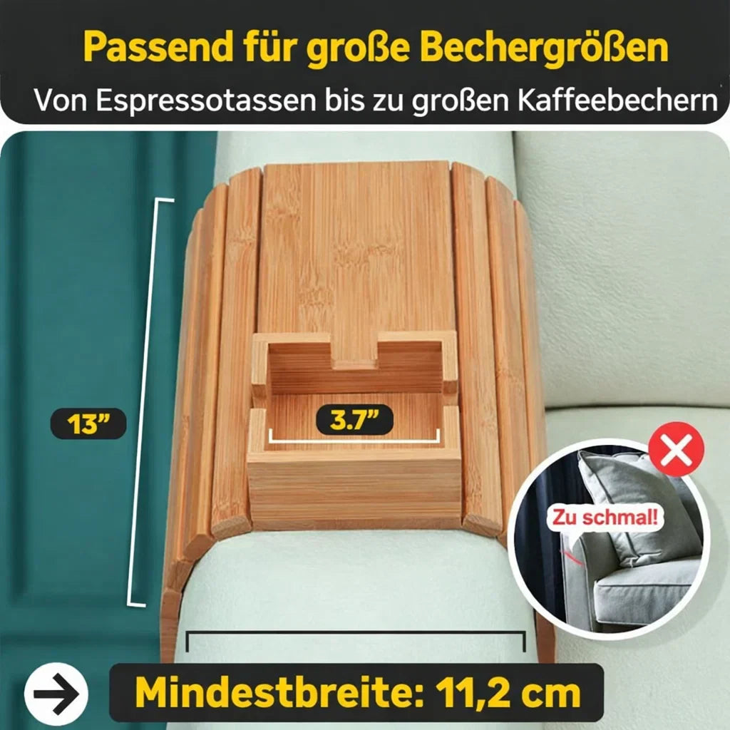 Bamboo Armrest Tray — Eco-Friendly Cup and Snack Holder for the Sofa