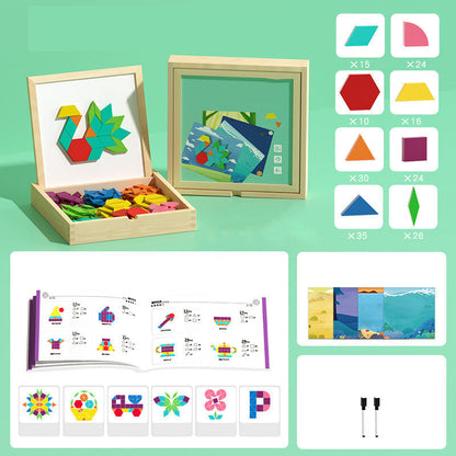 Magnetic Wooden Building Blocks with Pattern Cards