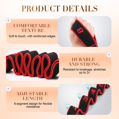 Adjustable Resistance Band with 8 Segments for Yoga and Workouts