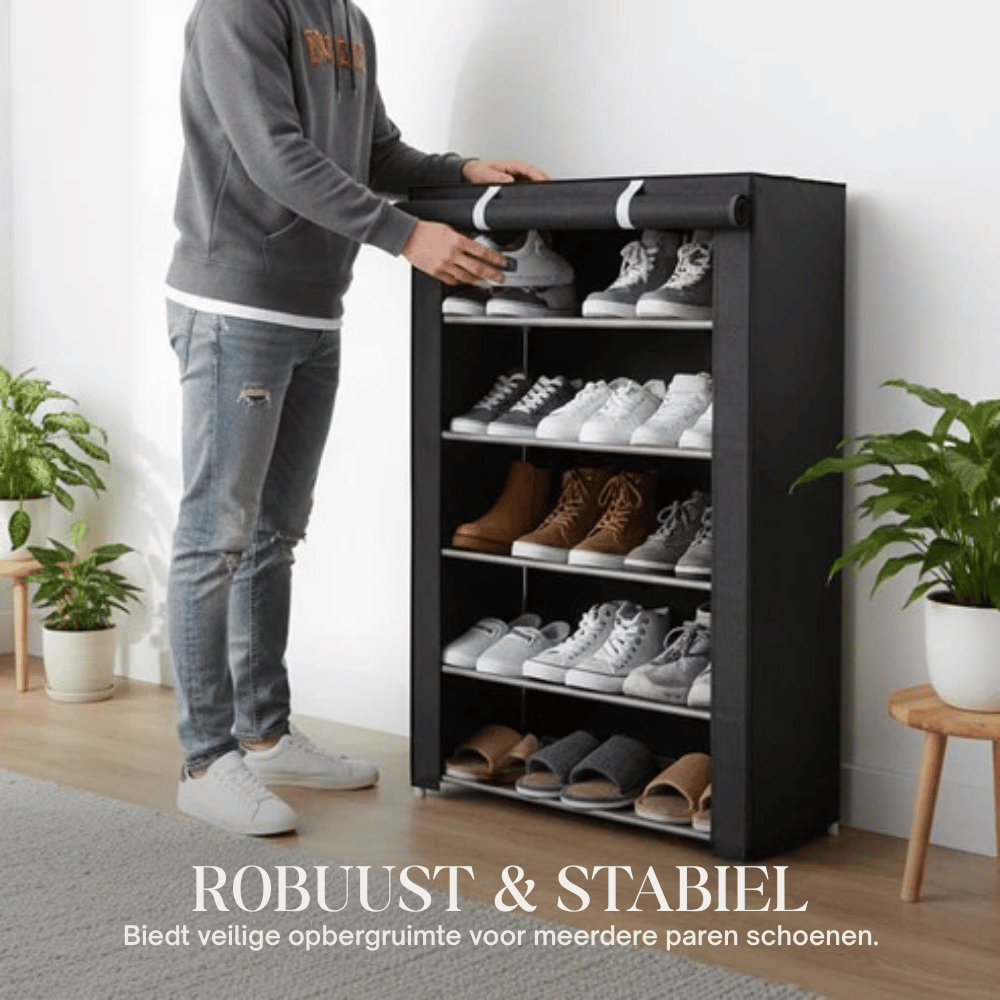 Shoe Cabinet with Fabric Cover and Steel Frame – 6 or 8 Tiers