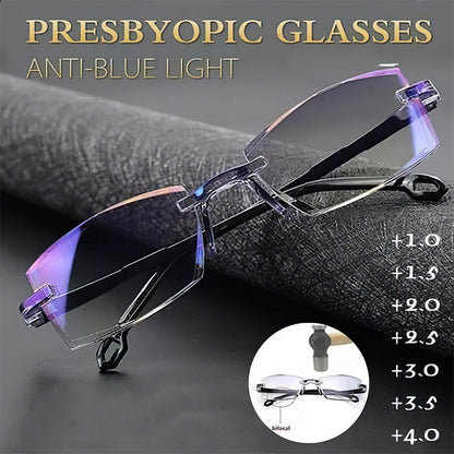 Multifocal reading glasses with a blue light filter