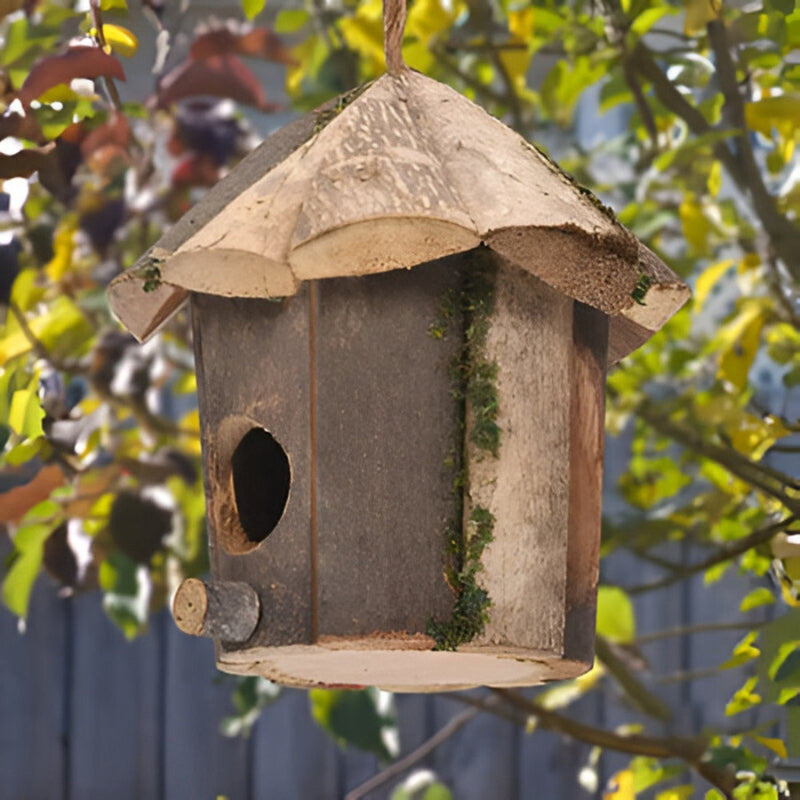 Wooden Birdhouse with a Hanging Strap