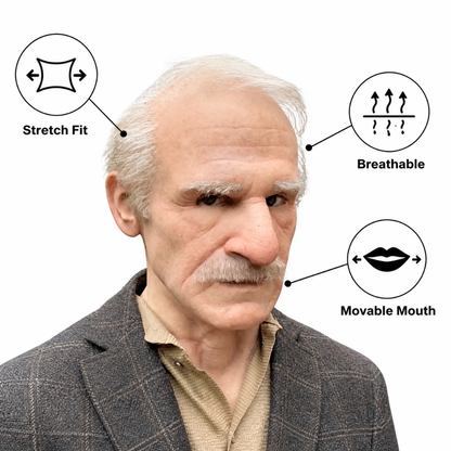 BowLift | Creepy Old Man Mask – Realistic Latex Halloween Mask for Adults