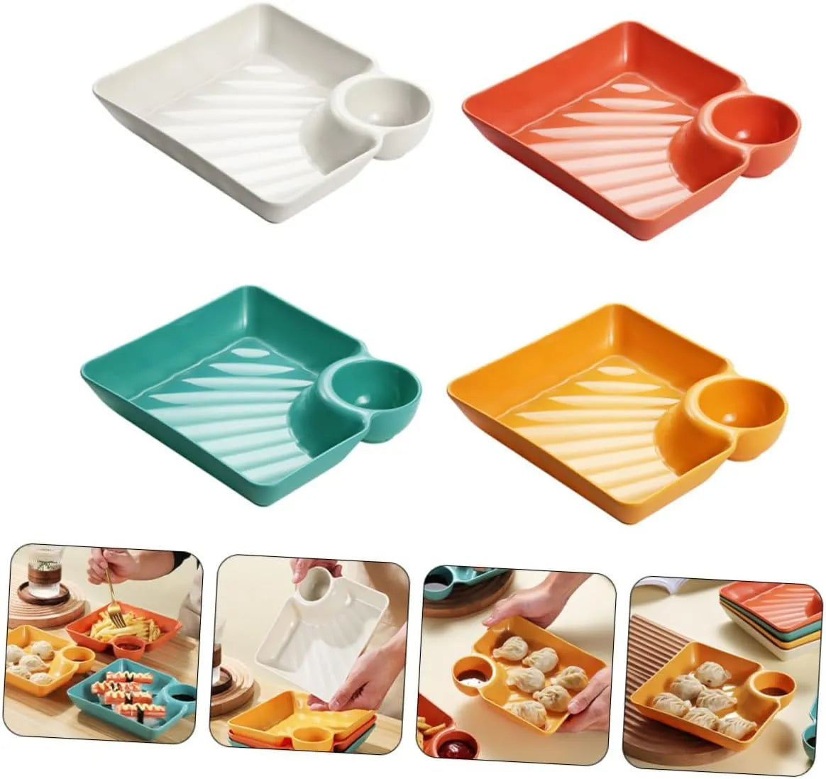 Dip Plate with Built-In Sauce Compartment – No More Mess