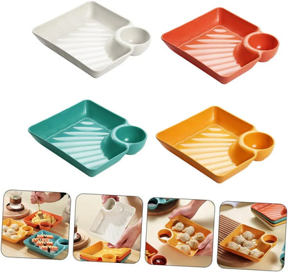 Dip Plate with Built-In Sauce Compartment – No More Mess