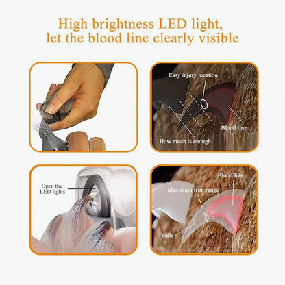 Pet Nail Clippers with LED Light – Replaceable Stainless Steel Blade