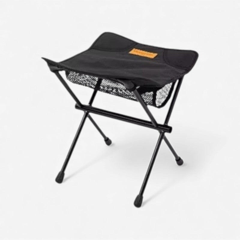 Folding Camping Stool – Portable Outdoor Seat with Mesh Storage Tray