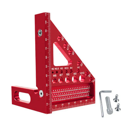 Aluminium Woodworking Square with Drill Guide Holes – 90° and 45°