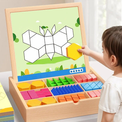 Magnetic Wooden Building Blocks with Pattern Cards