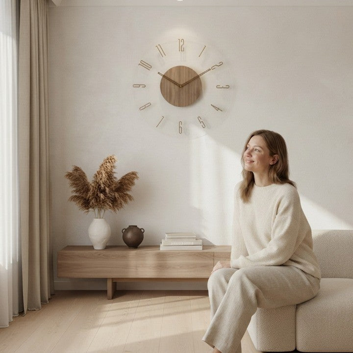 Silent Wooden Wall Clock – Minimalist Design for Any Room