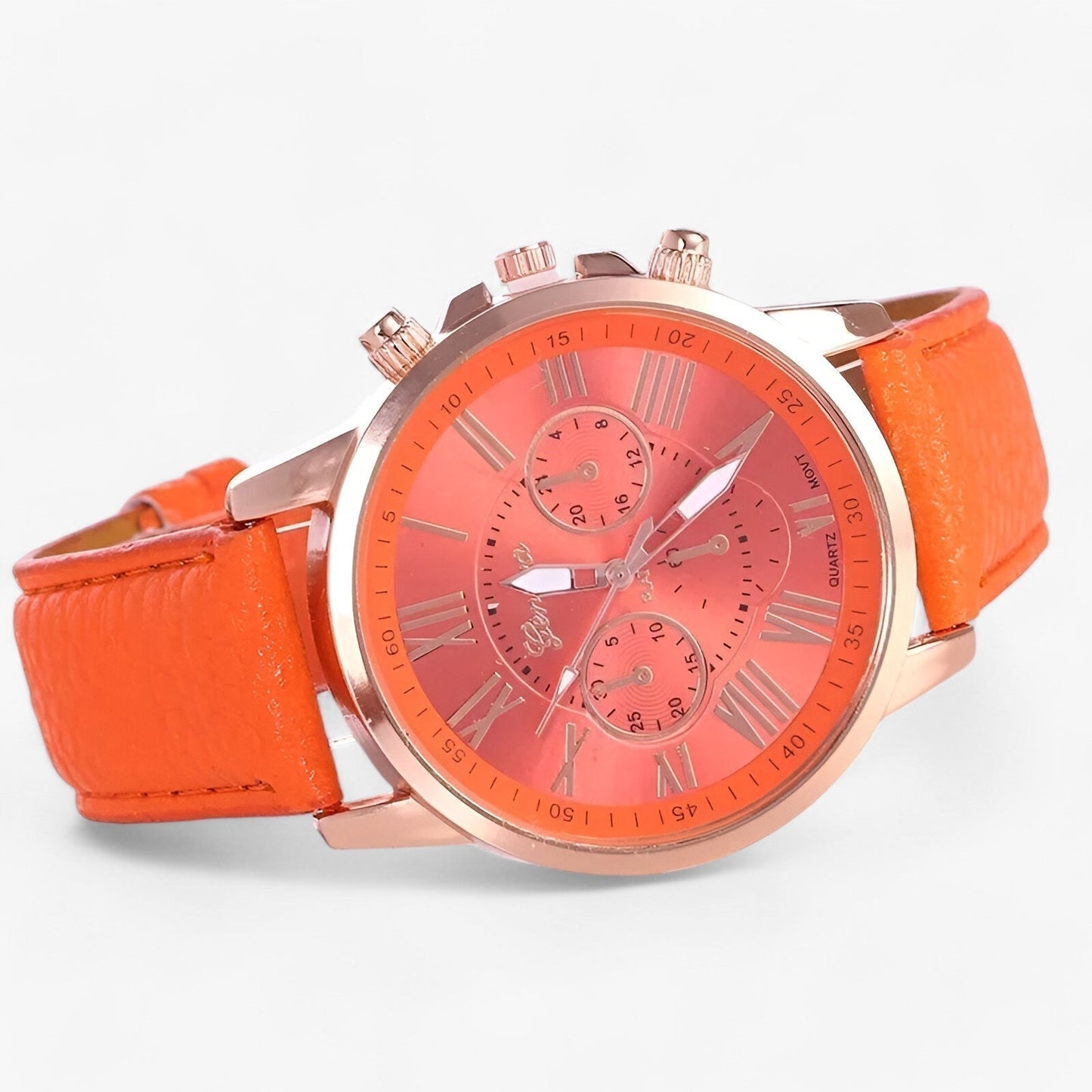 Elegant women's watch with a leather strap – Roman numeral dial