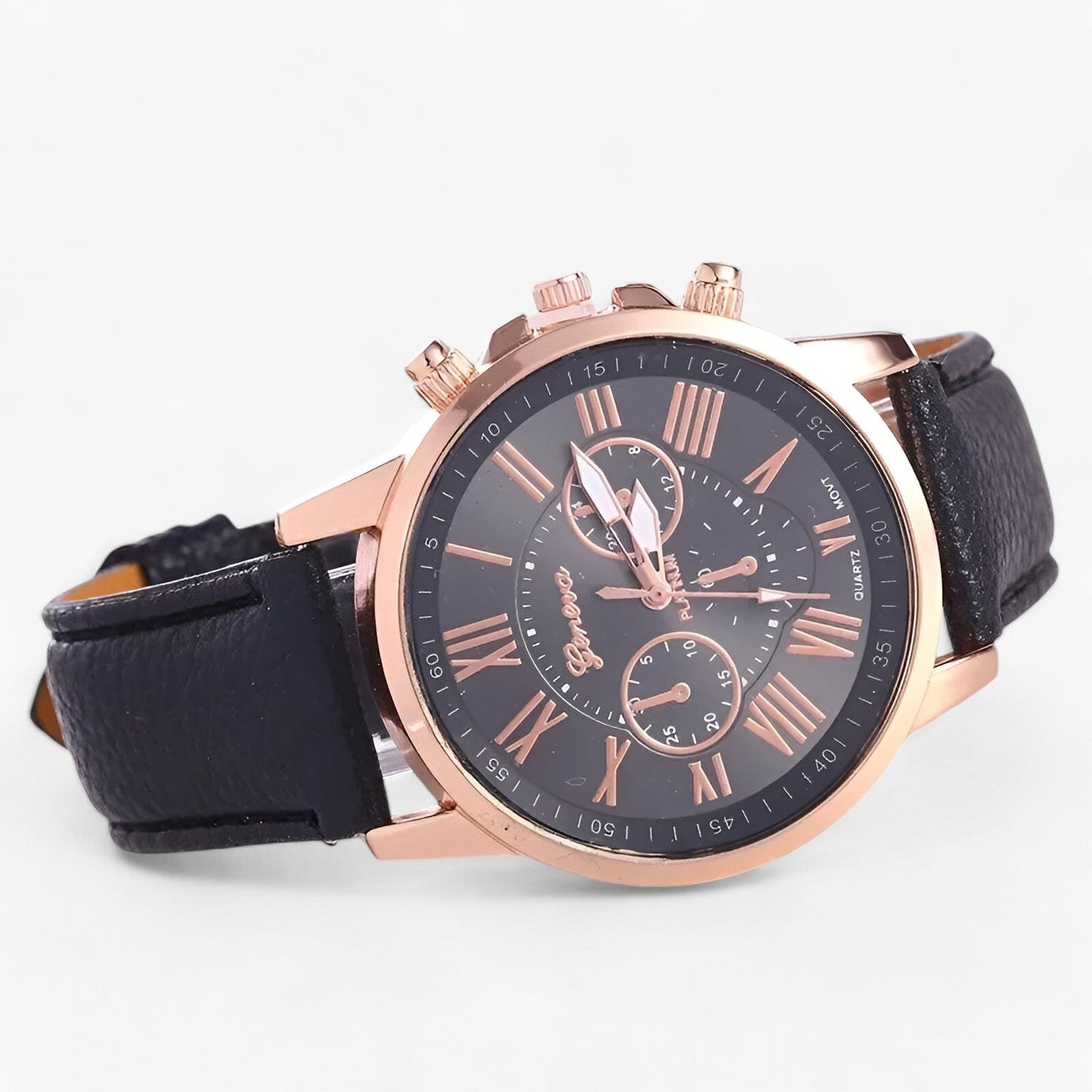 Elegant women's watch with a leather strap – Roman numeral dial