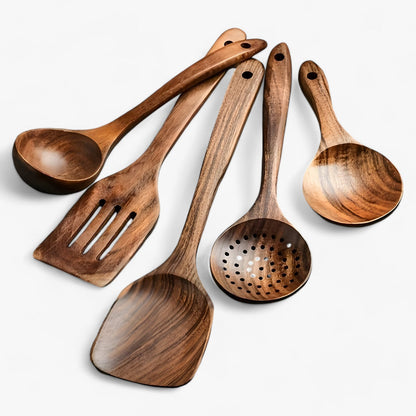 Wooden Kitchen Utensil Set – 11-Piece with Whisk
