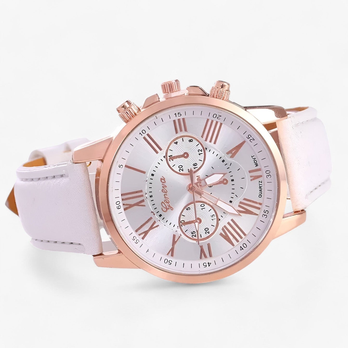 Elegant women's watch with a leather strap – Roman numeral dial