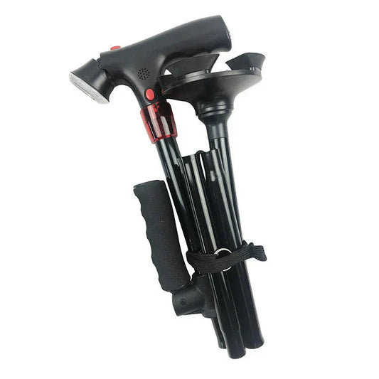 Folding Walking Cane with LED Light and Alarm