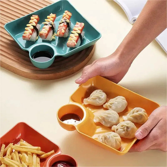 Dip Plate with Built-In Sauce Compartment – No More Mess