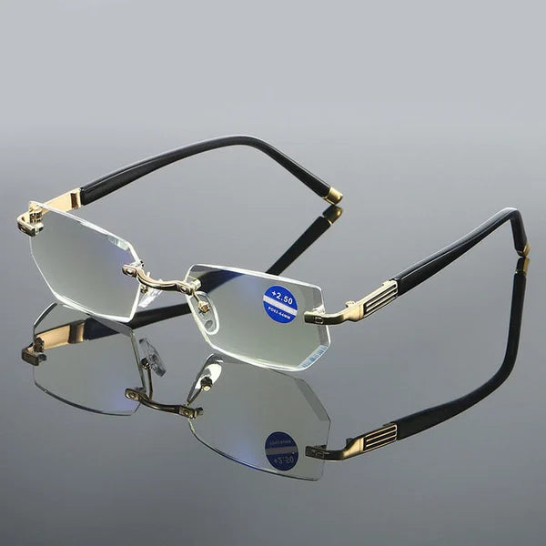 Multifocal reading glasses with a blue light filter