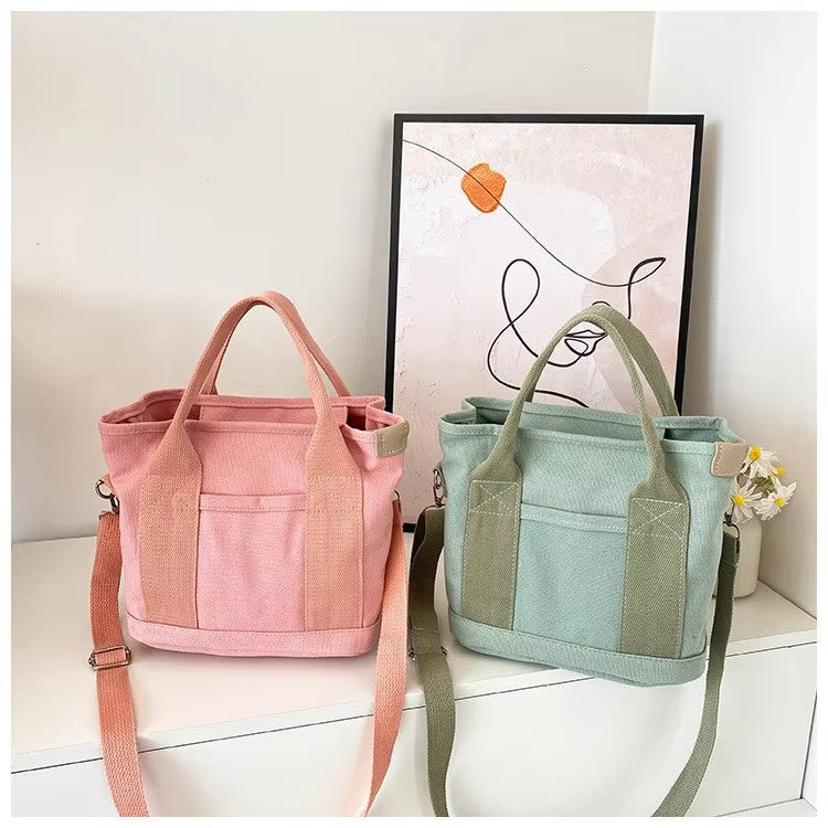 Japanese-inspired canvas tote bag – with interior compartments, lightweight & durable
