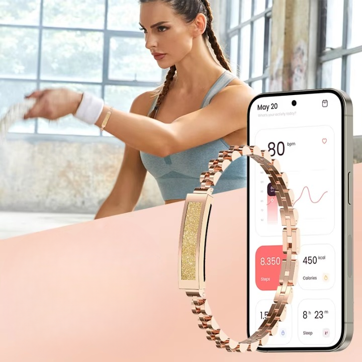 Smart Stainless Steel Chain Bracelet — A Fitness Tracker in a Jewelry Design