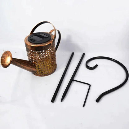 Solar-Powered Garden Lamp with Rain Sound – Watering Can Design