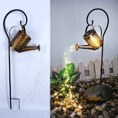 Solar-Powered Garden Lamp with Rain Sound – Watering Can Design