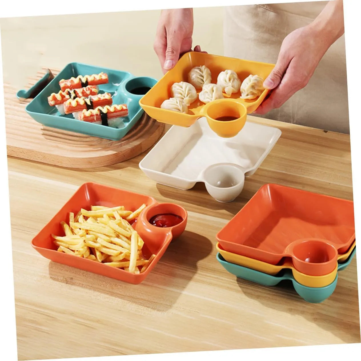 Dip Plate with Built-In Sauce Compartment – No More Mess