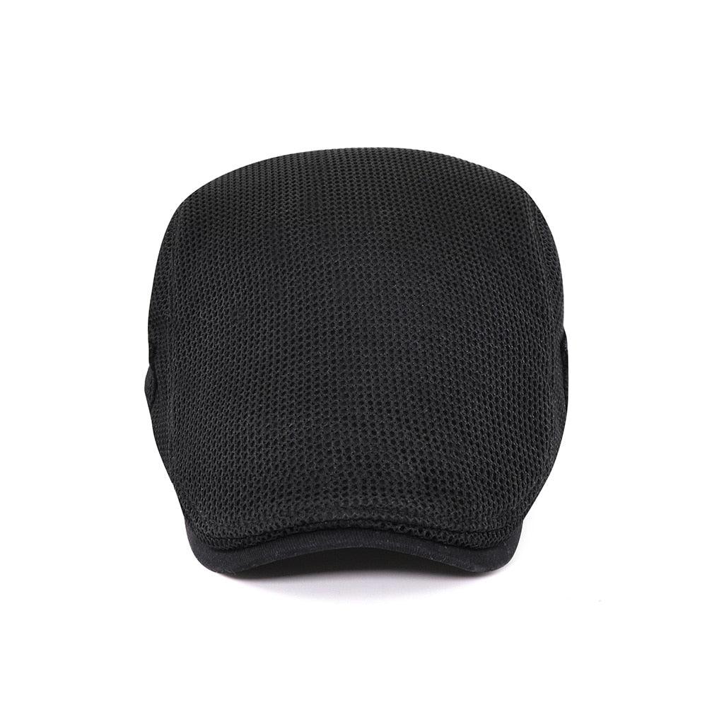 Flat cap, mesh material, breathable, adjustable