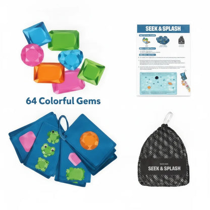 Underwater Pool Treasure Hunt Game with Waterproof Gems and Maps