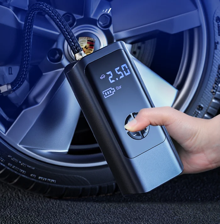 12V Cordless Tire Inflator with Battery – Dual Power for Car & Bike