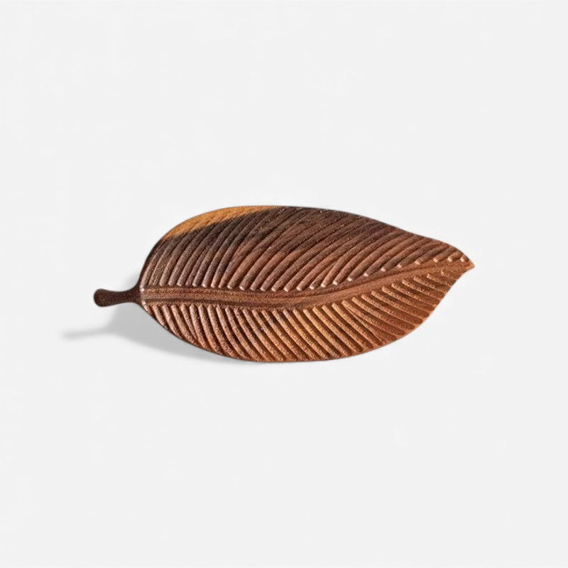 Wooden Leaf Serving Tray – Decorative Tray with Handle